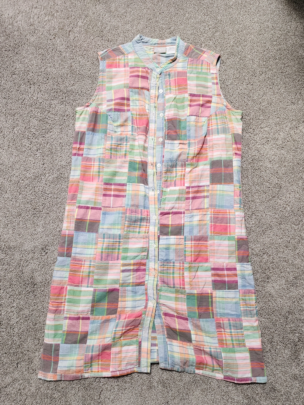 Blair Pastel Plaid Sleeveless Button-Front Dress